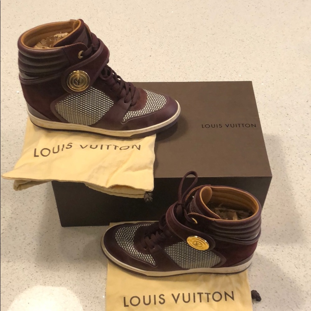 LV Leather/ suede High-Top Wedge Sneakers - Picture 6 of 6